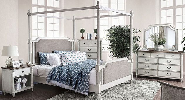 Modern White Poster Bed